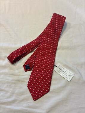 Vineyard Vines Red Silk Tie Sun Lightning Bolt Weather Pattern